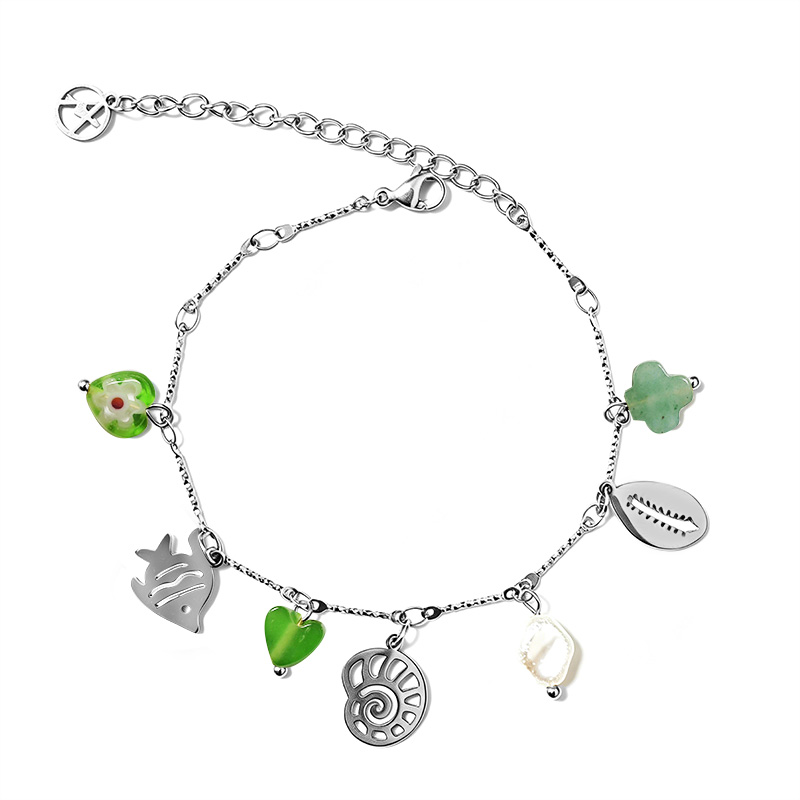 BRACCIALE A CATENA CON CHARMS MARINI E PERLINE COLORATE - FFJ2568C614