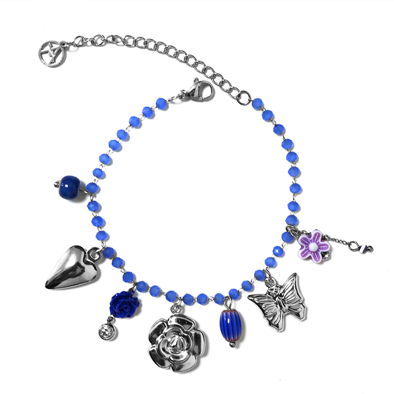 BRACCIALE DI PERLINE COLORATE E CHARMS NATURALI - FFJ25784C616