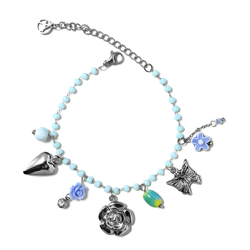 BRACCIALE DI PERLINE COLORATE E CHARMS NATURALI - FFJ25784C616