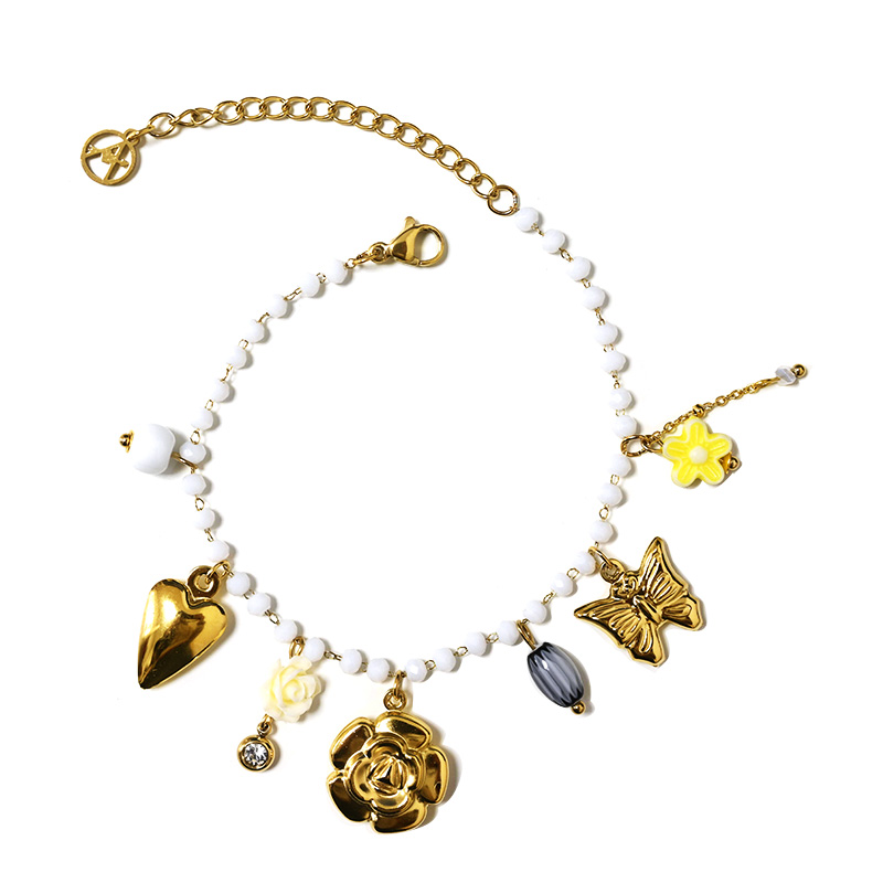 BRACCIALE DI PERLINE COLORATE E CHARMS NATURALI - FFJ25784C616