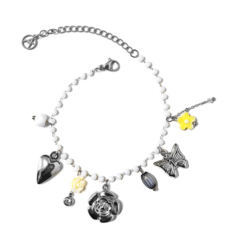 BRACCIALE DI PERLINE COLORATE E CHARMS NATURALI - FFJ25784C616