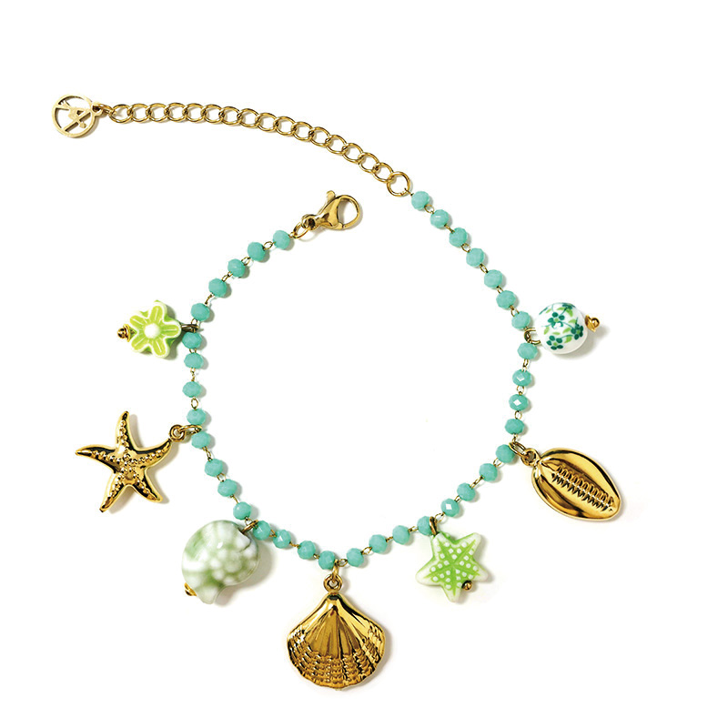BRACCIALE DI PERLINE COLORATE E CHARMS MARINI - FFJ25784C618