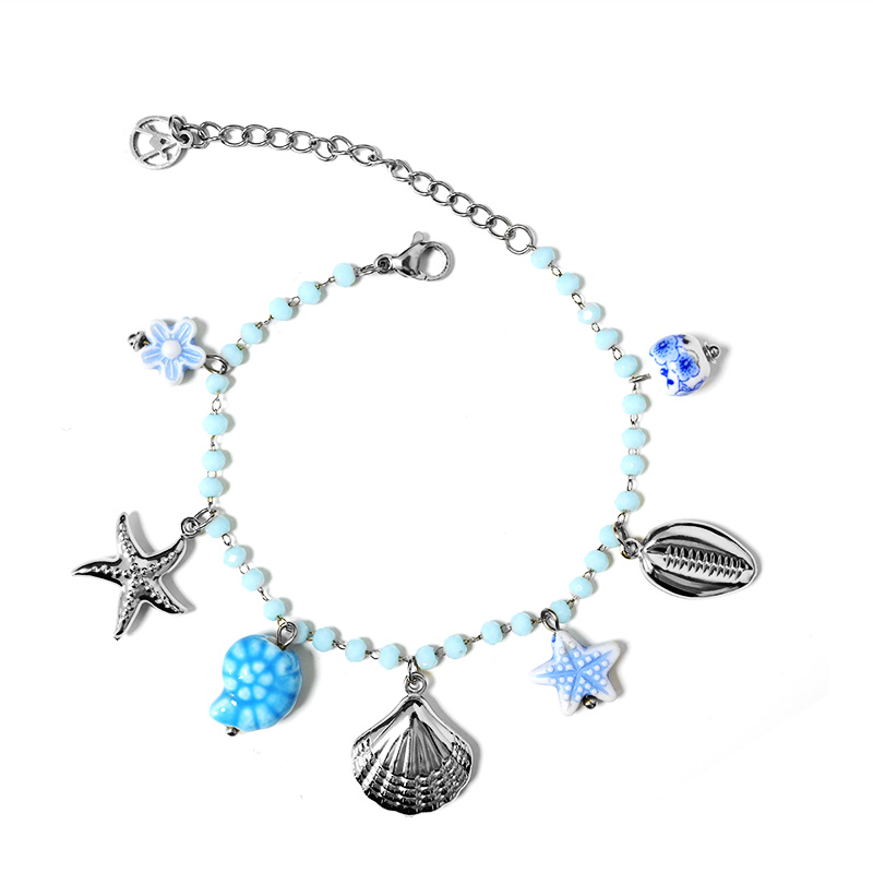 BRACCIALE DI PERLINE COLORATE E CHARMS MARINI - FFJ25784C618