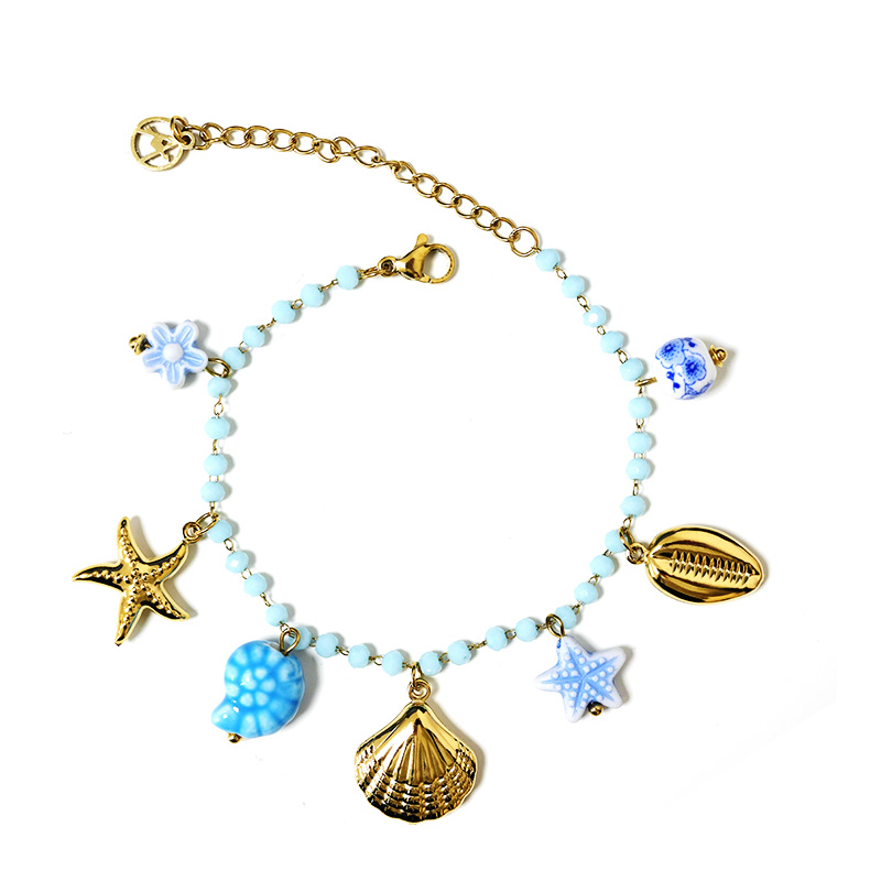 BRACCIALE DI PERLINE COLORATE E CHARMS MARINI - FFJ25784C618