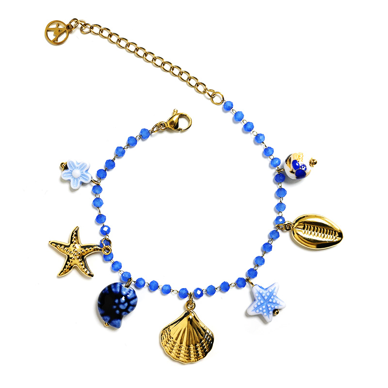 BRACCIALE DI PERLINE COLORATE E CHARMS MARINI - FFJ25784C618