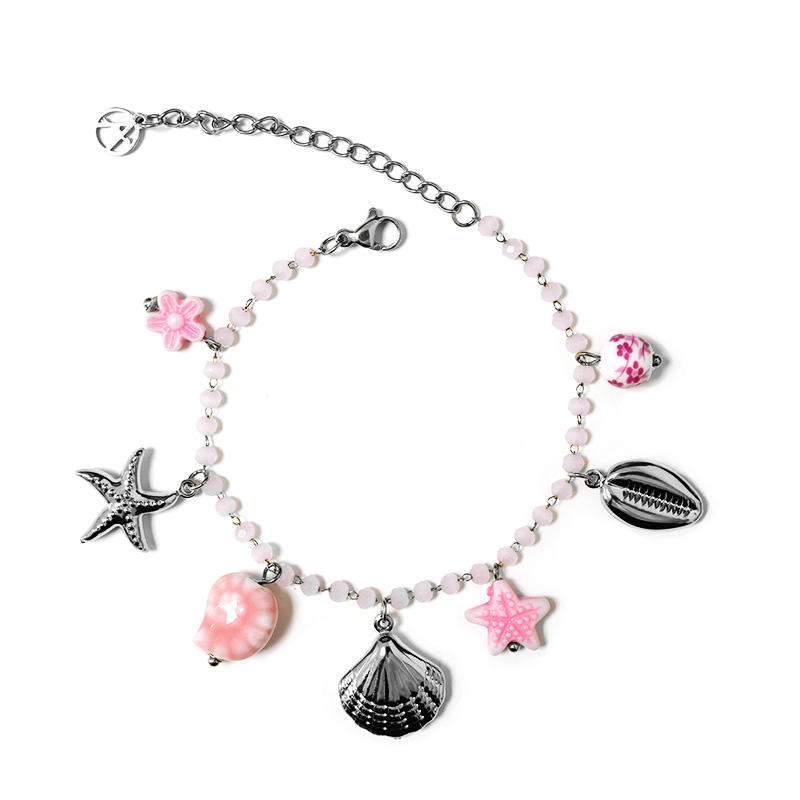 BRACCIALE DI PERLINE COLORATE E CHARMS MARINI - FFJ25784C618