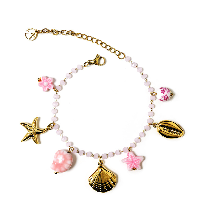 BRACCIALE DI PERLINE COLORATE E CHARMS MARINI - FFJ25784C618