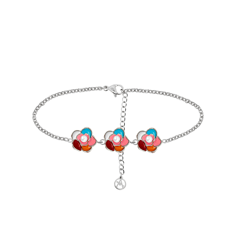 BRACCIALE CON TRE FIORI SMALTATI - FFJ25784C624