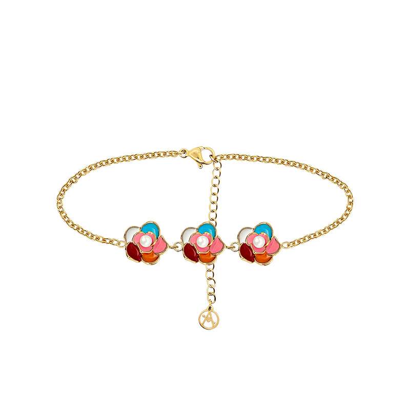 BRACCIALE CON TRE FIORI SMALTATI - FFJ25784C624