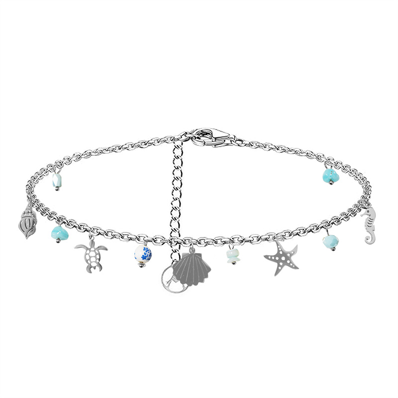 BRACCIALE A CATENA CON CHARMS MARINI E PERLINE COLORATE - FFJ25864C612