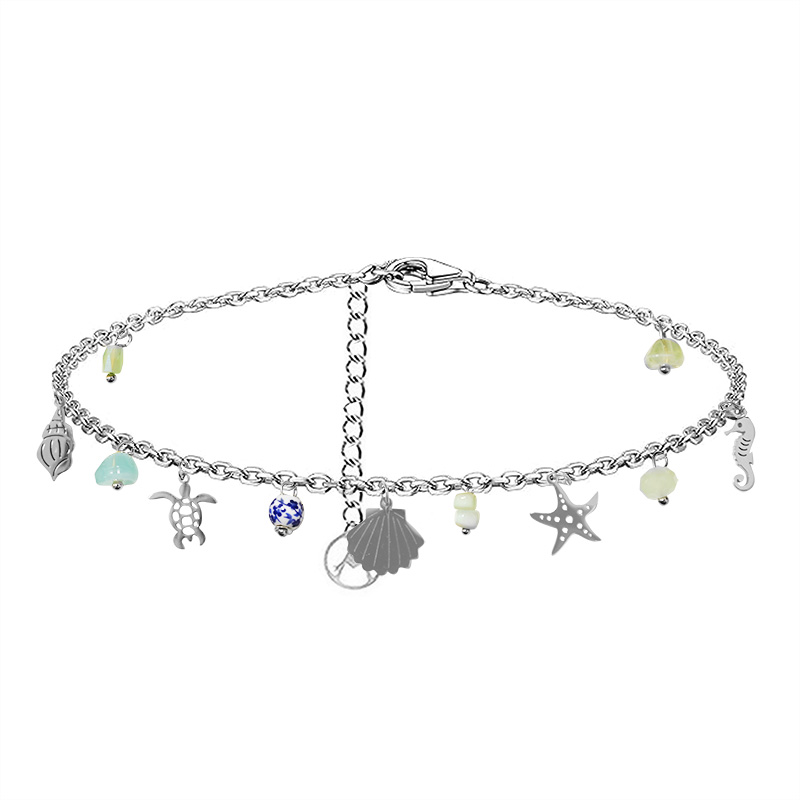 BRACCIALE A CATENA CON CHARMS MARINI E PERLINE COLORATE - FFJ25864C612