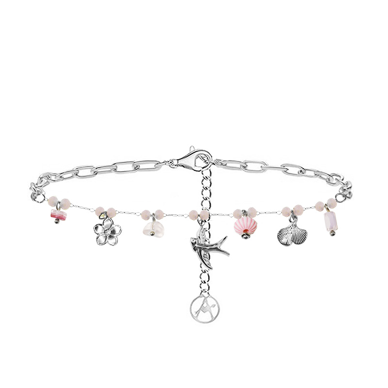 BRACCIALE A CATENA CON PERLINE COLORATE E CHARMS NATURALI - FFJ25944C610