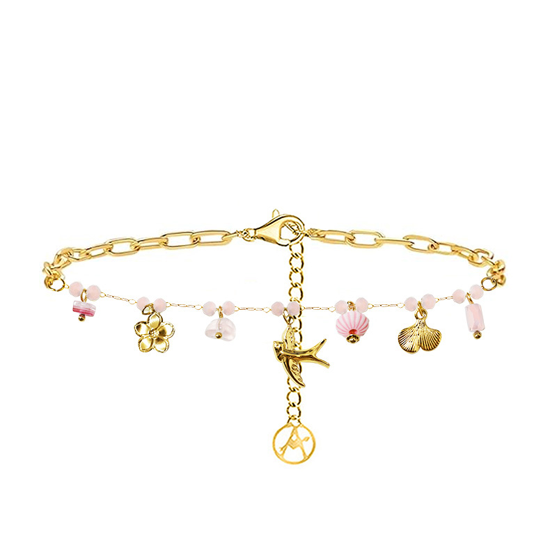 BRACCIALE A CATENA CON PERLINE COLORATE E CHARMS NATURALI - FFJ25944C610