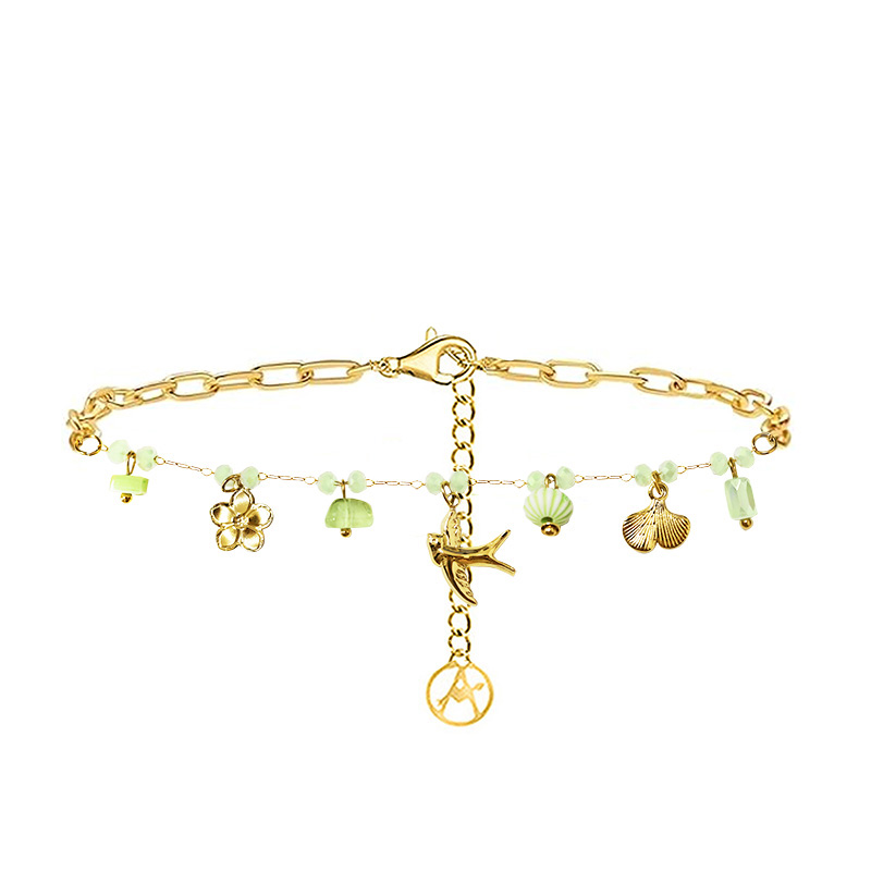 BRACCIALE A CATENA CON PERLINE COLORATE E CHARMS NATURALI - FFJ25944C610