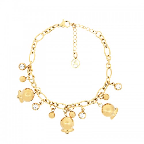 BRACCIALE A CATENA CON CHARMS CAMPANELLO E PUNTO LUCE - FJ24104B729