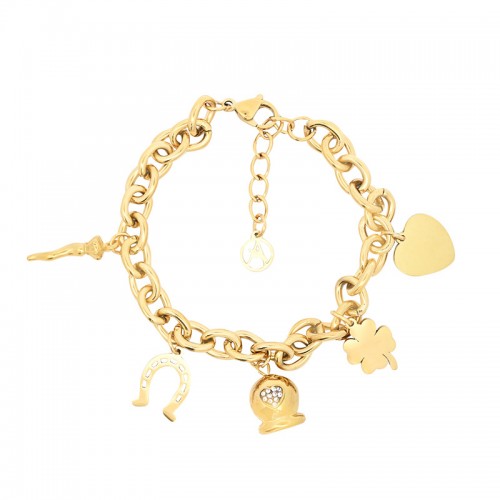 BRACCIALE A CATENA CON CHARMS PORTAFORTUNA - FJ2488B633