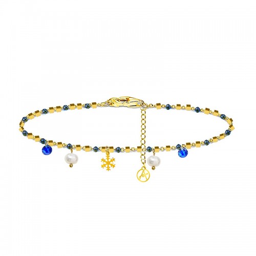 BRACCIALE DI PERLINE CON CIONDOLI FIOCCO DI NEVE & PERLA E ZIRCONE - JN21924116D11