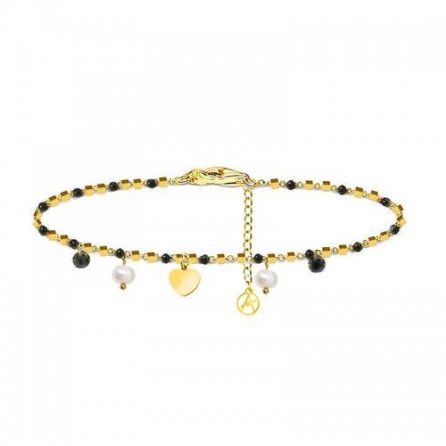 BRACCIALE DI PERLINE CON CIONDOLI CUORE & PERLA E ZIRCONE - JN21924116D12