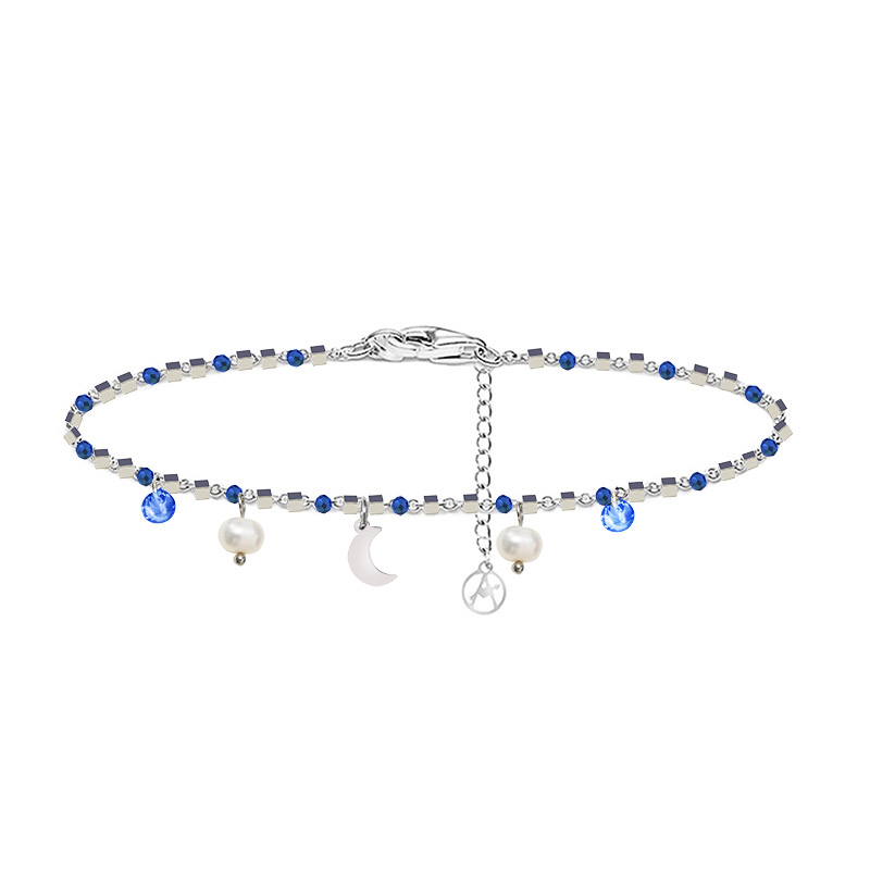 BRACCIALE DI PERLINE CON CIONDOLI LUNA & PERLA E ZIRCONE - JN21924116D13