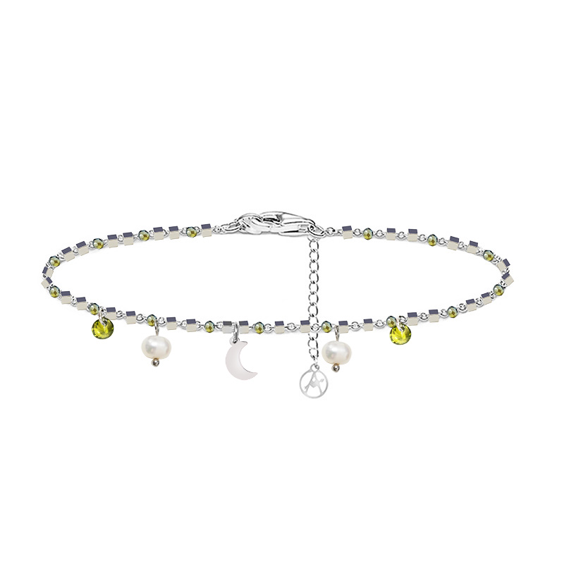 BRACCIALE DI PERLINE CON CIONDOLI LUNA & PERLA E ZIRCONE - JN21924116D13