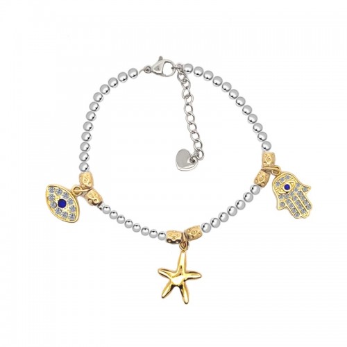 BRACCIALE SFERE CON PEPITE E CHARMS - JN2384E555