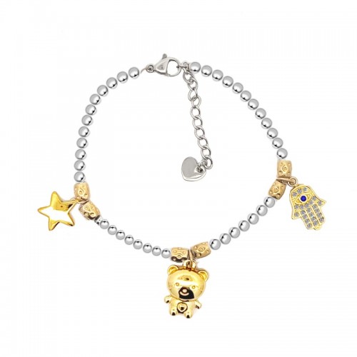 BRACCIALE SFERE CON PEPITE E CHARMS - JN2384E556