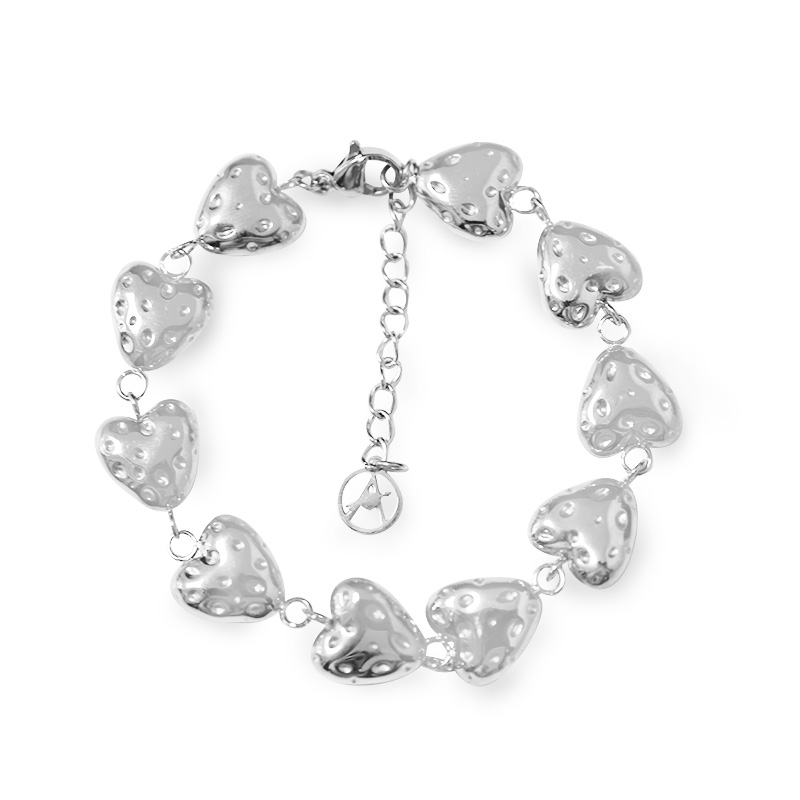 BRACCIALE CUORI BOMBATI CON PUNTINI CONCAVI - JN241184B781