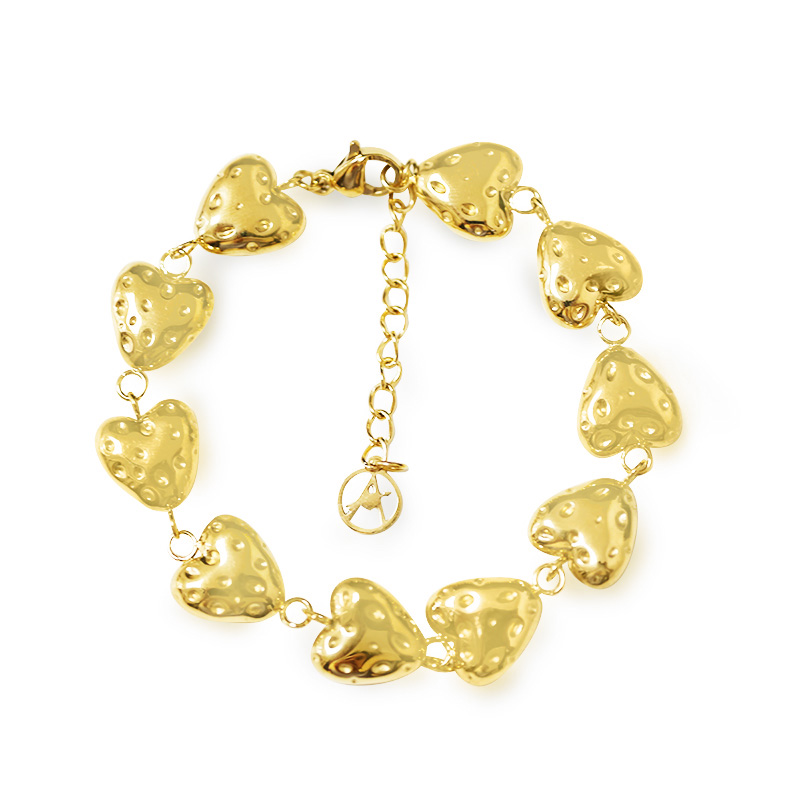 BRACCIALE CUORI BOMBATI CON PUNTINI CONCAVI - JN241184B781