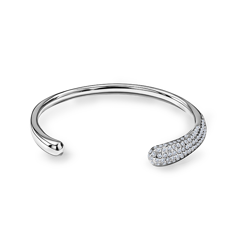 BRACCIALE RIGIDO APERTO GOCCIA CON PAVÉ DI ZIRCONI - JN25128C192