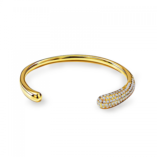 BRACCIALE RIGIDO APERTO GOCCIA CON PAVÉ DI ZIRCONI - JN25128C192