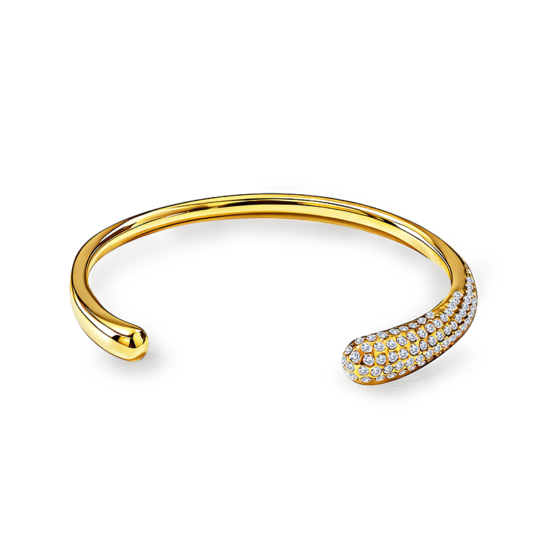 BRACCIALE RIGIDO APERTO GOCCIA CON PAVÉ DI ZIRCONI - JN25128C192