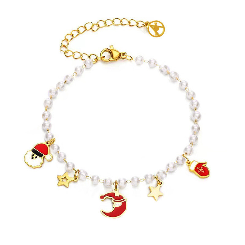 BRACCIALE DI PERLE CON CHARMS NATALIZI - JN2568C25 BRACCIALE DI PERLE CON CHARMS NATALIZI - JN2568C25