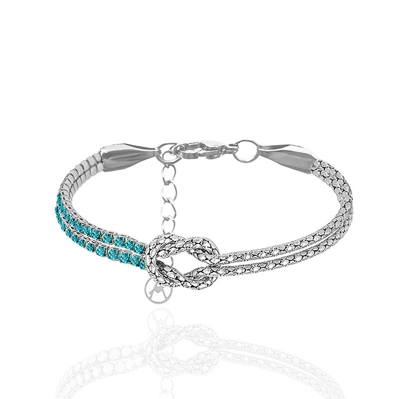 BRACCIALE CON NODO E ZIRCONE COLORATO A DOPPIO FILO 2MM - JN25896C272/C720