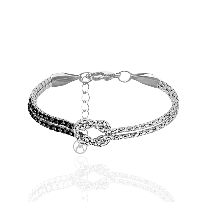 BRACCIALE CON NODO E ZIRCONE COLORATO A DOPPIO FILO - JN25896C272