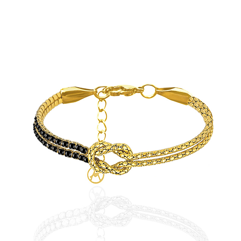 BRACCIALE CON NODO E ZIRCONE COLORATO A DOPPIO FILO - JN25896C272