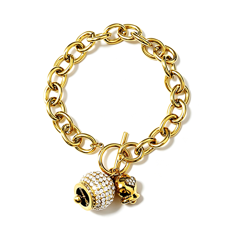 BRACCIALE A CATENA CON CAMPANELLA E PAVÉ DI ZIRCONI - JN260200D254