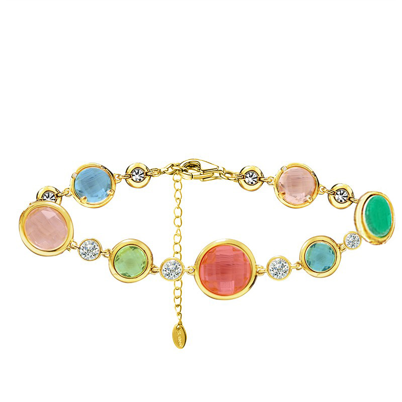 BRACCIALE CON CRISTALLI E ZIRCONIA ROTONDI COLORATI - MDD1318B BRACCIALE CON CRISTALLI E ZIRCONIA ROTONDI COLORATI - MDD1318B