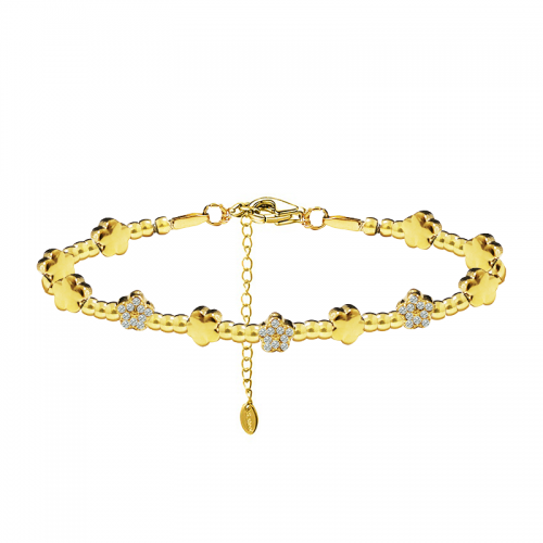 BRACCIALE CON PERLINE TONDE E FIORI - MDD1961B
