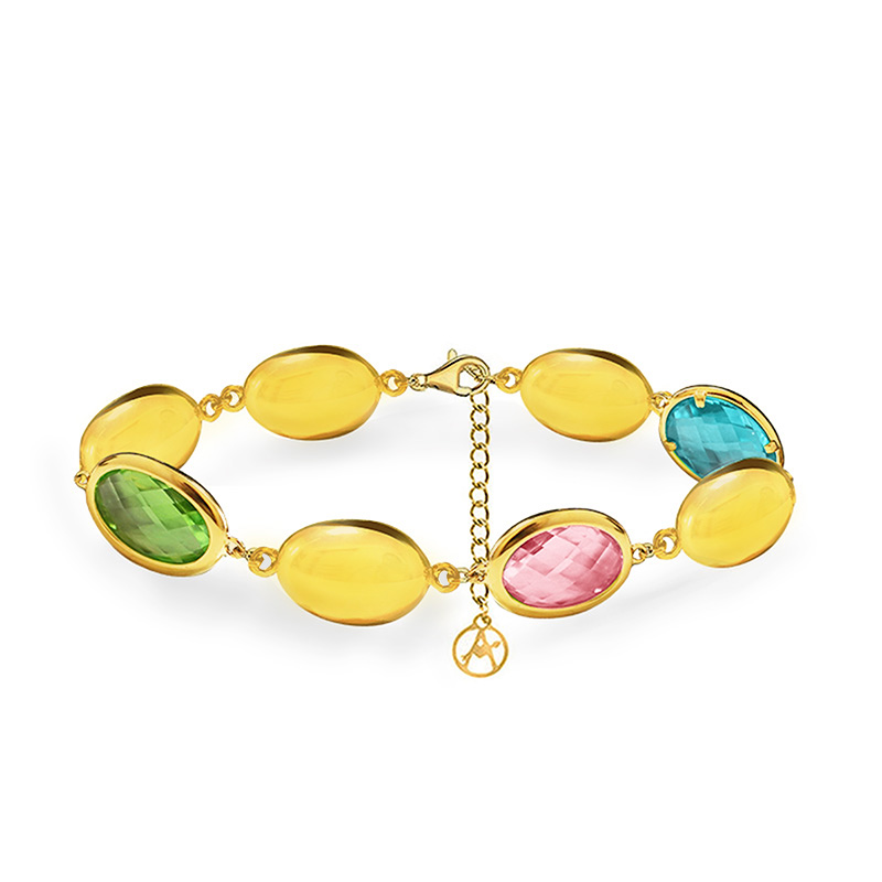 BRACCIALE SONAGLIO CON CRISTALLI OVALI COLORATI - MY251064C237