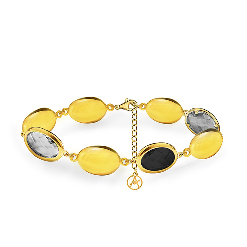 BRACCIALE SONAGLIO CON CRISTALLI OVALI COLORATI - MY251064C237