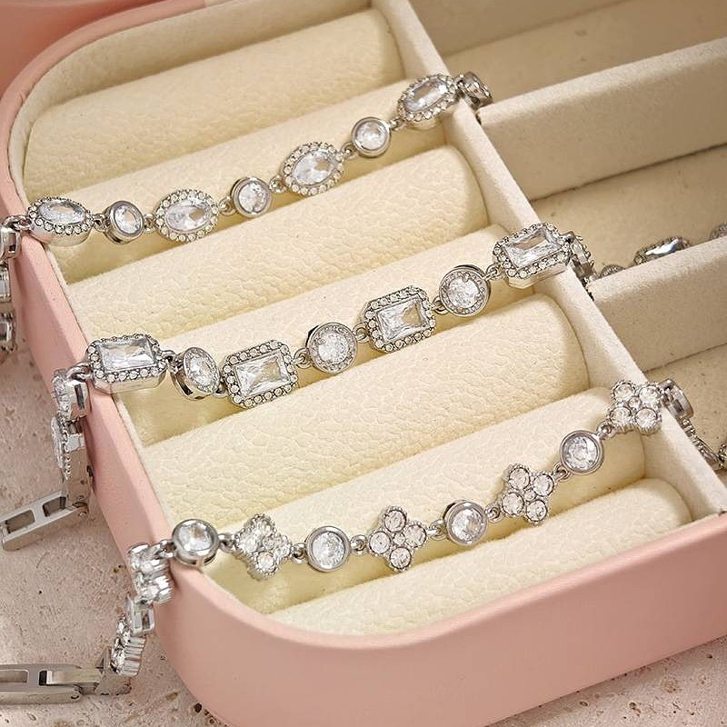 BRACCIALE ZIRCONE CON OVALI E PUNTI LUCE ALTERNATI - MY252272B455