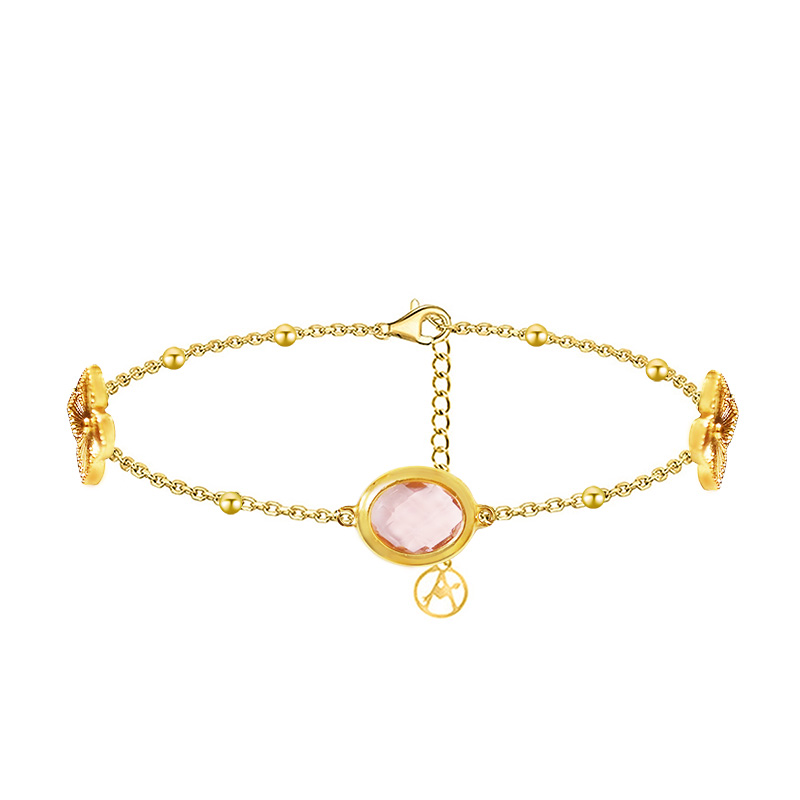 BRACCIALE CON QUADRIFOGLI E CRISTALLO OVALE COLORATO - MY25704C261