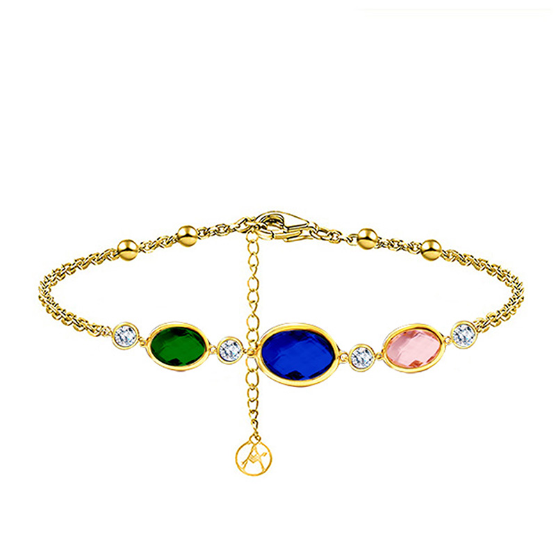 BRACCIALE CON CRISTALLI OVALI E ROTONDI COLORATI - MY25976C247