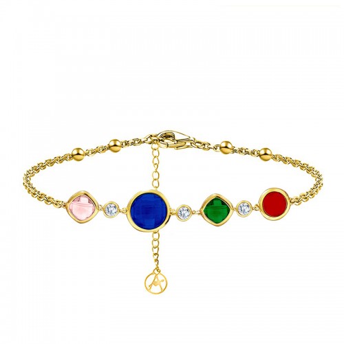 BRACCIALE CON CRISTALLI ROTONDI E QUADARTI COLORATI - MY25992C250