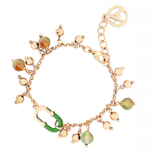 BRACCIALE SMALTATO CON PIETRE E PALLINE - S13762-G