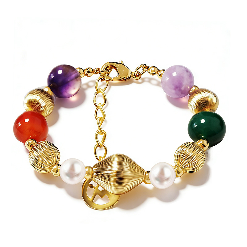 BRACCIALE DI PERLINE IN PIETRA E PERLA - S16361G