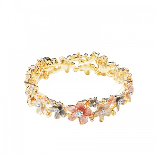 BRACCIALE ELASTICO FIORE SMALTATO CON STRASS - SW2484B801