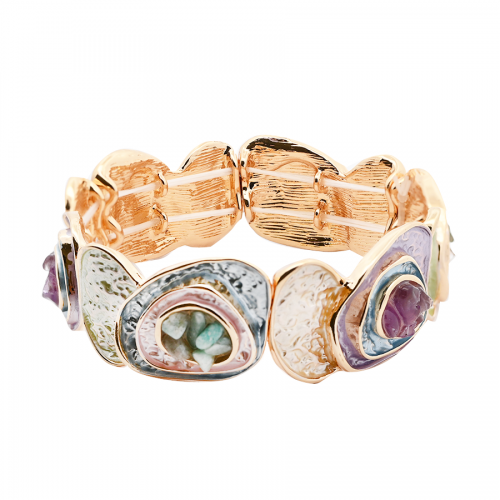 BRACCIALE ELASTICO GEOMETRICO SMALTATO CON PIETRE - SW2488A784