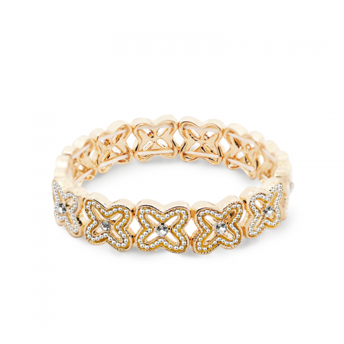 BRACCIALE ELASTICO A QUADRIFOGLI TRAFORATI CON STRASS - SW2488B657