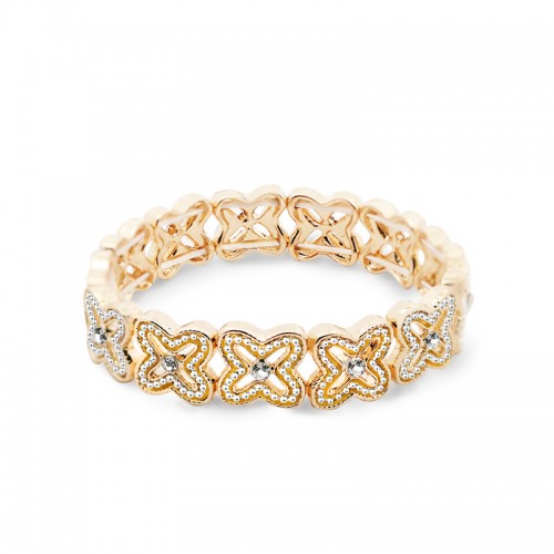 BRACCIALE ELASTICO A QUADRIFOGLI TRAFORATI CON STRASS - SW2488B657